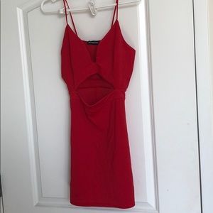 Cut out red mini dress